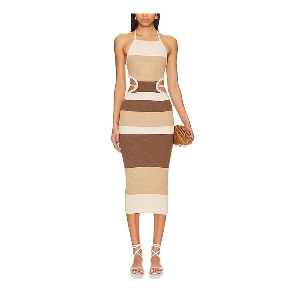 Camila Coelho Dresses & Skirts - Camila Coelho 'Emlyn' Brown Polyester Stripe Knit Dress Size S